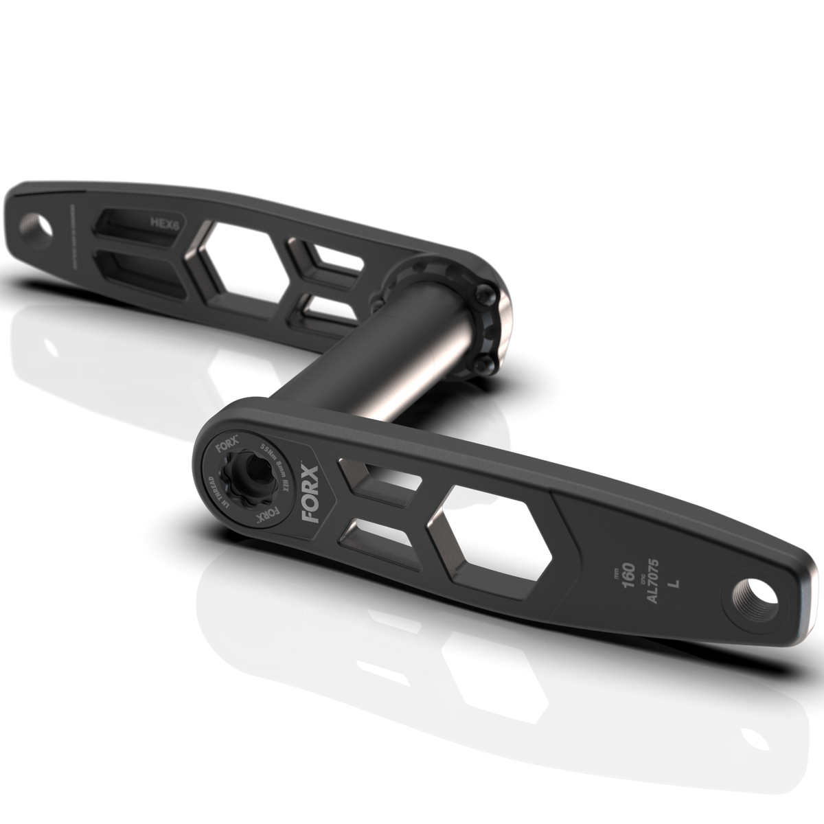 HEX6HD | 160mm MTB Cranks HD DH/Enduro - Black | FORX.bike